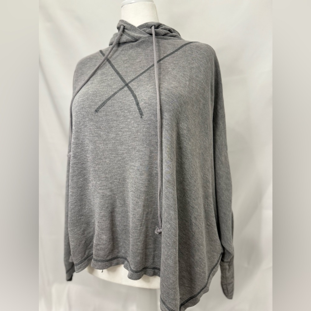 Free People Oversized Grey Hoodie Poncho - Picture 7 of 8